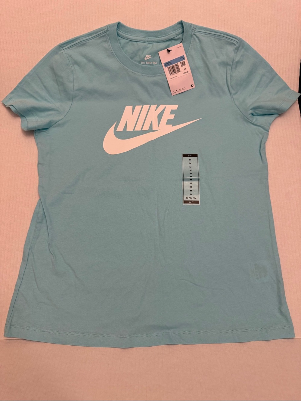 Nike Light Blue Crewneck Logo Tee with White Swoosh